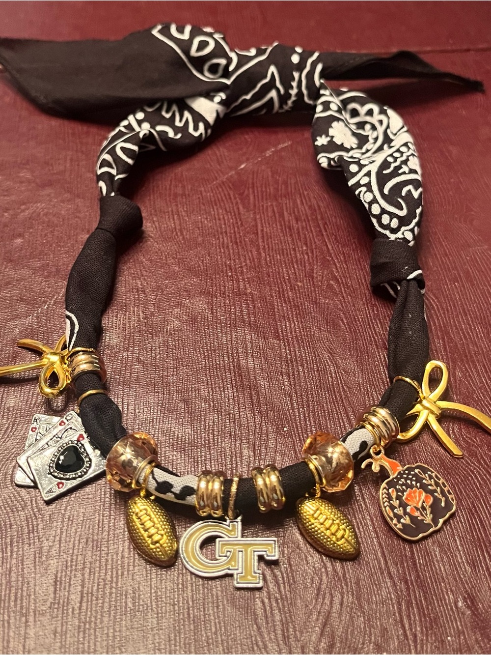Georgia Tech Yellow Jacket Bandana Charm Necklace, 29” - Picture 5 of 6